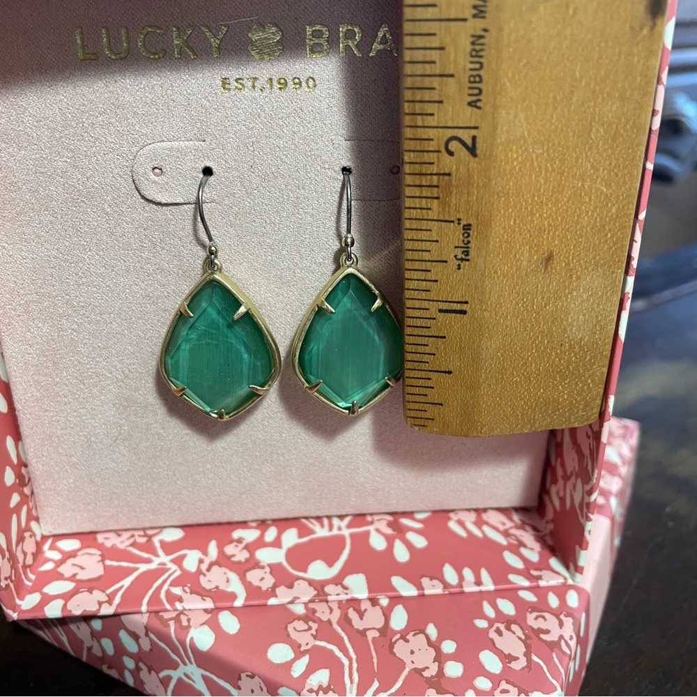 Lucky Brand green & gold earrings new w/ box - Picture 10 of 13